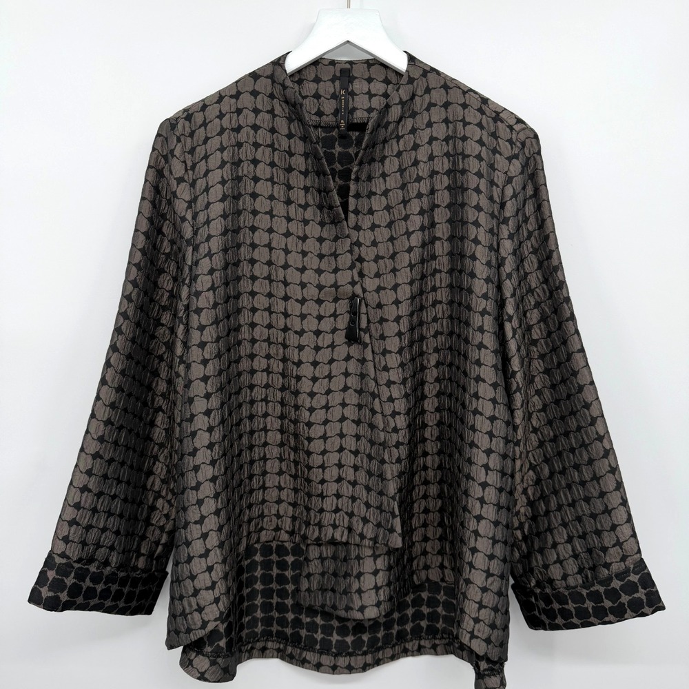 IC by Connie K Jacket Size XL Swing 3/4 Sleeve Asymmetric Lagenlook Artsy USA